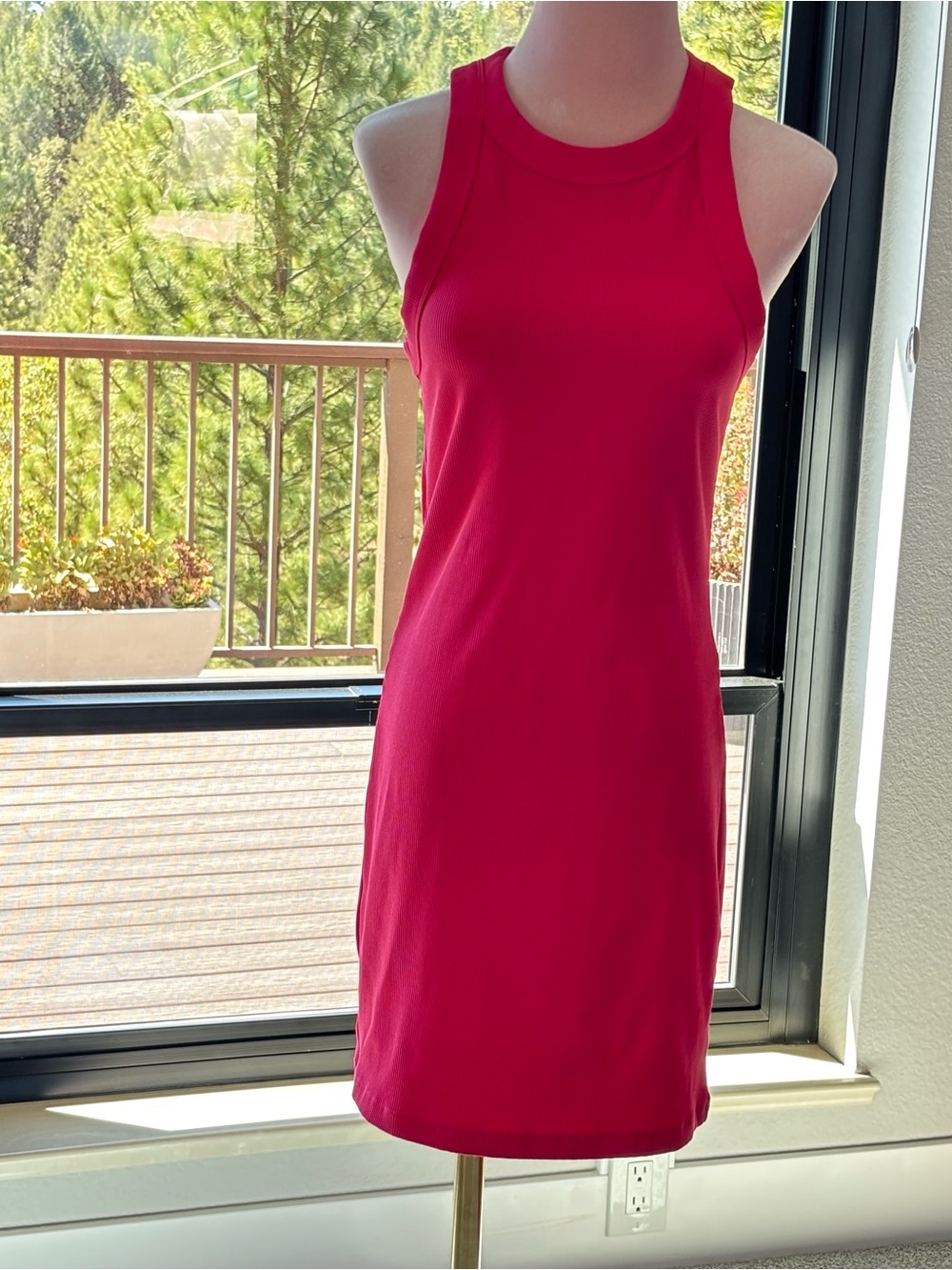 TNA Aritzia Ribbed Racer Mini Dress Pink Bodycon Y2K S